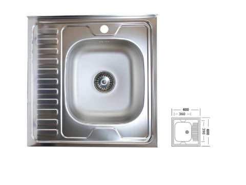 Мойка накладная Владикс без сифона V-203 600x600