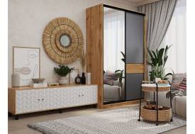 Шкаф-купе SLIM 2-хдверный BS15-6.ZD с зеркалом дуб вотан-черный муар