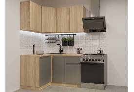 Кухонный гарнитур арт 6 Лайн Дуб сонома Обсидиан 1200х1400 мм