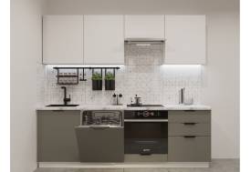Кухонный гарнитур арт 13 Фаска Тальк Обсидиан 2400 мм
