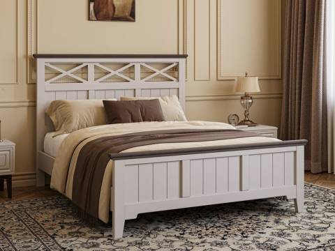 Кровать Грация-5 1400 Льняной с карнизом Дуб коньяк