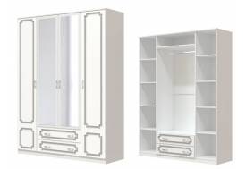 Шкаф ШР-4 платье и бельё с зеркалом Лак Белый жемчуг