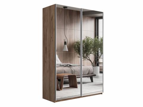 Шкаф-купе Прайм 2-х дверный 1400 два зеркала Крафт табачный