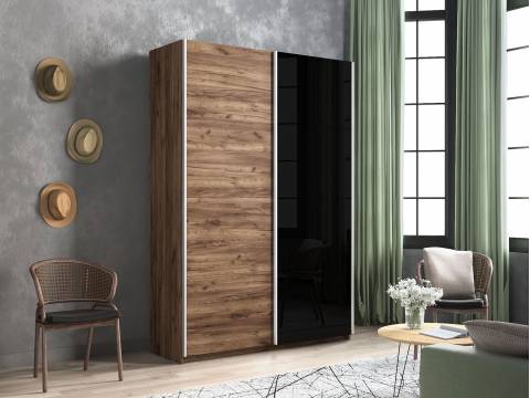 Шкаф-купе Прайм 2-х дверный 1200 ДСП/Стекло Черное Крафт табачный