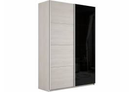 Шкаф-купе Прайм 2-х дверный 1600 ДСП/Стекло Черное Ясень Анкор Светлый