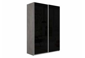 Шкаф-купе Прайм 2-х дверный 1400 Стекло Черное Бетон