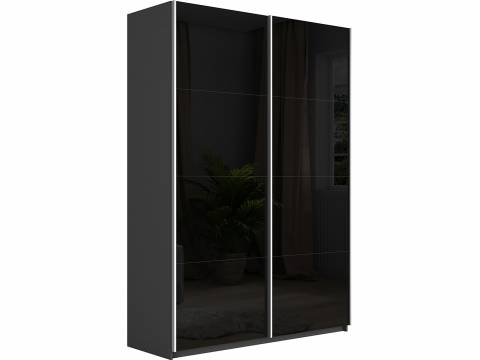 Шкаф-купе Прайм 2-х дверный 1400 Стекло Черное Серый Диамант