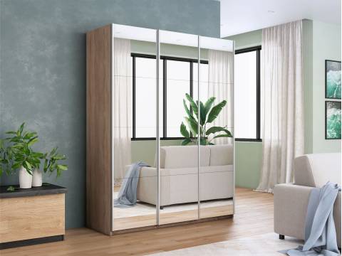 Шкаф-купе Прайм 3-х дверный 2100 три зеркала Сонома