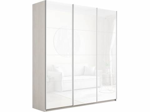 Шкаф-купе Прайм 3-х дверный 2100 три стекла белые Ясень Анкор Светлый