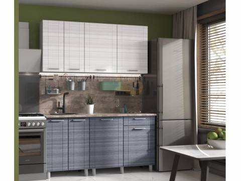 Кухня Лига 1600 МДФ Сандал Белый/Сандал Серый без столешницы