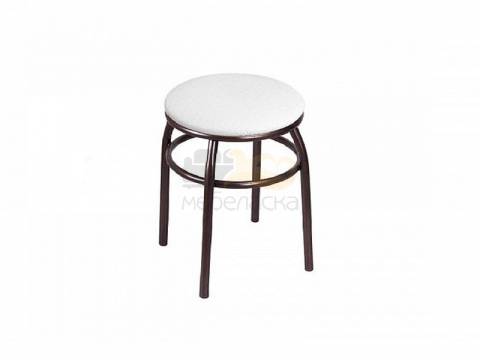 Табурет круглый Эконом 22 Б с кольцом крокодил белый/медный антик