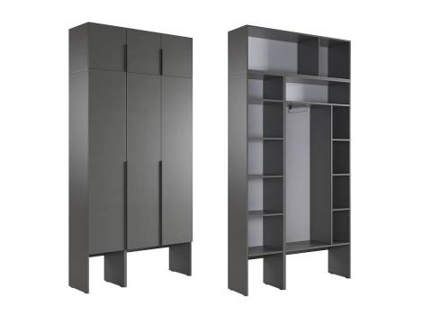 Шкаф трехдверный с антресолью Баско К5 графит