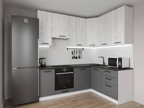 Кухонный гарнитур Санторини 2200х1600 (верх 950 мм) МДФ