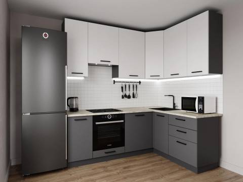 Кухонный гарнитур Меренга 2200х1600 (верх 950 мм) МДФ