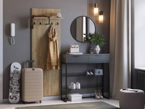 Прихожая Мебельсон К2 дуб крафт золотой/графит