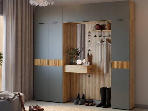 Прихожая Мебельсон К12 дуб крафт золотой/графит