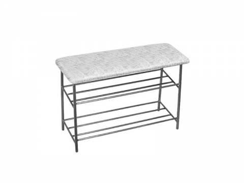 Банкетка большая (обувница) кожзам мрамор, ножки серые