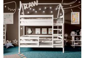 Двухъярусная кровать-домик белый 80х190 см