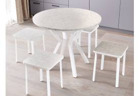 Стол Лофт-круг раздвижной Пластик 0414-белая опора изогнутая ромб