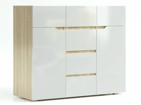 Комод 1200 Трио Белый глянец