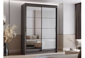 Шкаф-купе Гранд-1 1600 Графит-двери Зеркало-Лакобель белый