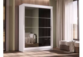 Шкаф-купе Гранд-1 1600 Белый гладкий-двери Зеркало-Лакобель черный