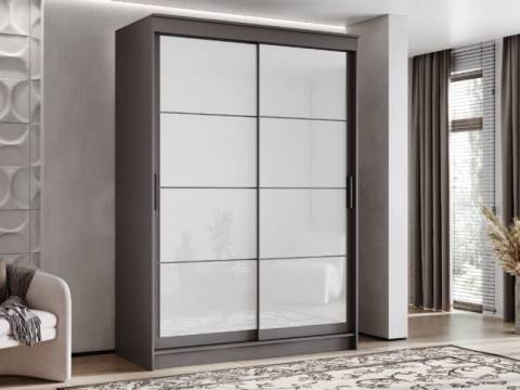 Шкаф-купе Гранд-1 1600 Графит-двери Лакобель белый