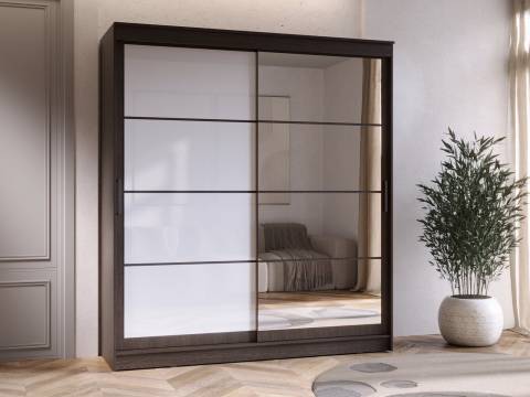 Шкаф-купе Гранд-1 2000 Дуб Венге-двери Зеркало-Лакобель белый