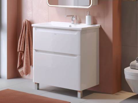 Тумба с раковиной Lana 80 белая Умывальник Миранда 80