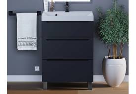 Тумба с раковиной Uperwood Tanos 3 ящика напольная 60 см черная