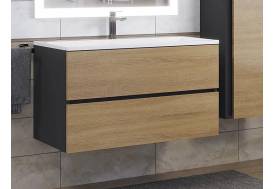 Тумба с раковиной Uperwood Barsa 90 см раковина белая-тумба черная/дуб сонома