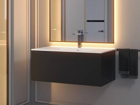 Тумба с раковиной Uperwood Parma Premium черная 85 см