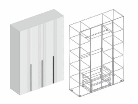 Шкаф Вита 4-створки для одежды белый лофт
