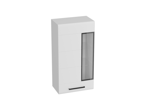 Шкаф-витрина 1145 Кёльн Белый Аляска/ Белый глянец