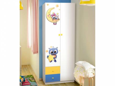 Шкаф двухдверный комбинированный с фотопечатью Совята 2.1