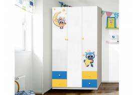 Шкаф трехдверный с ящиками и фотопечатью Совята 3.2