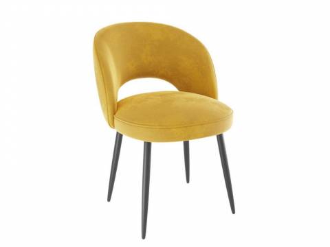 Стул Моли велюр желтый ножки черные